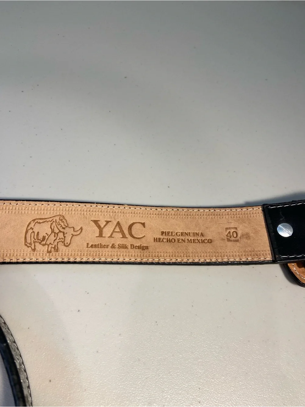 YAC Leather & Silk Black Piteado Rooster Belt